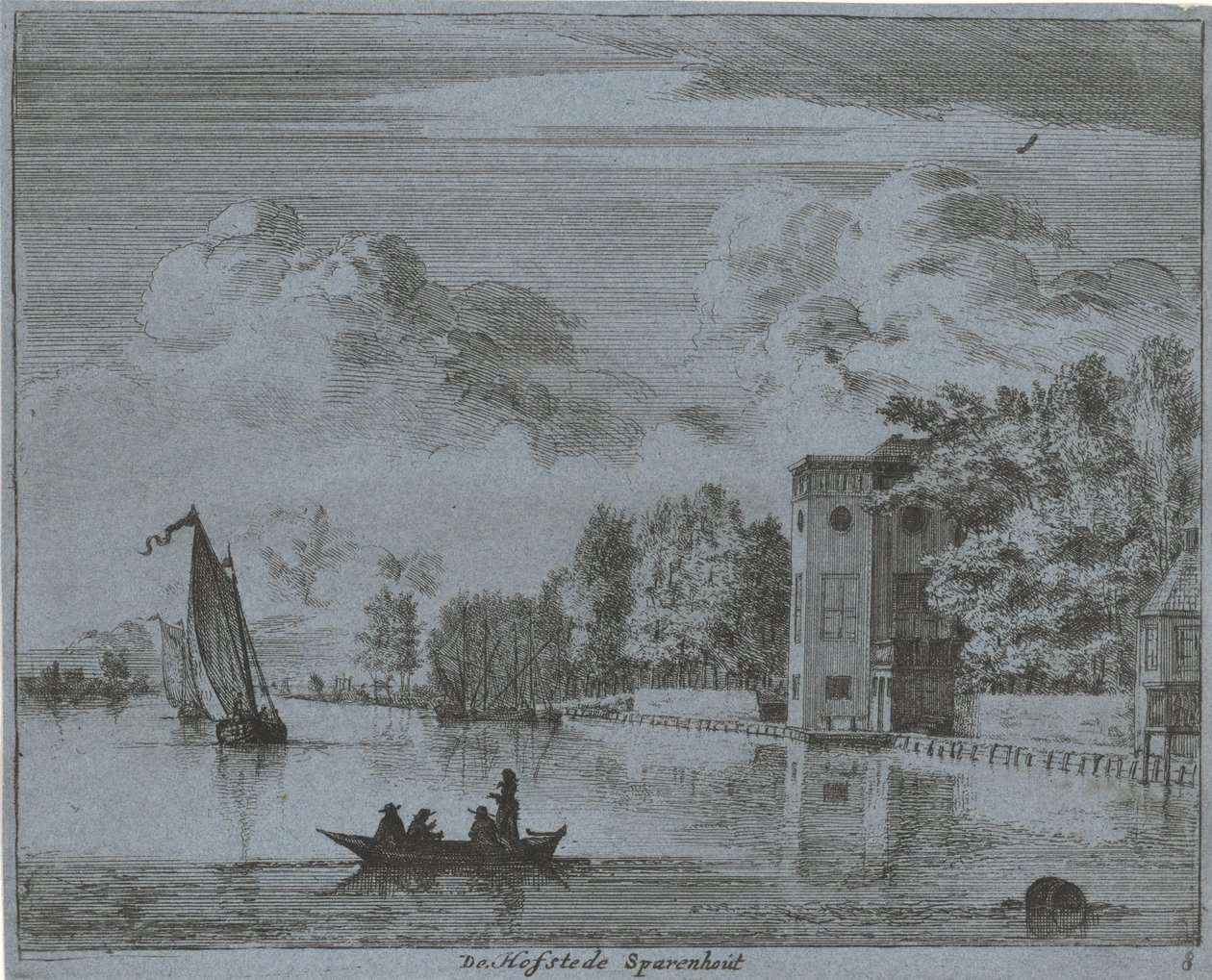Utsikt över Savenhouts hembygdsgård i Haarlem The Hofstede Sparenhout (titel på objekt) Landskap i Haarlem-området (serietitel) Gesigten utanför Haarlem, Gjort av. J.V.V. (serietitel på objekt) av Jan Vincentsz. van der Vinne