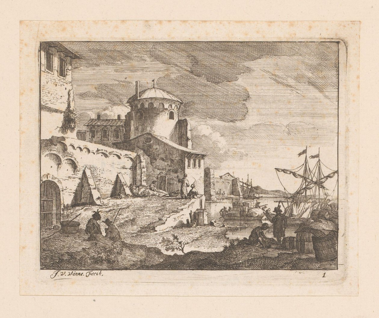 italiensk hamn av Jan Vincentsz. van der Vinne