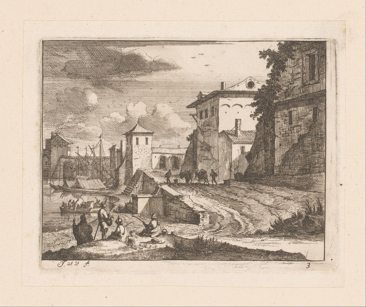 Kajer i en italiensk hamn av Jan Vincentsz. van der Vinne