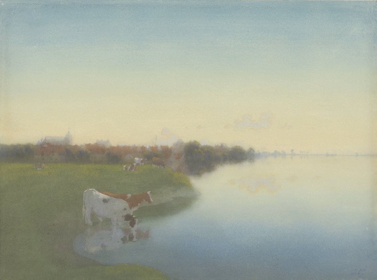 Bank of the IJssel nära Hattem av Jan  Voerman