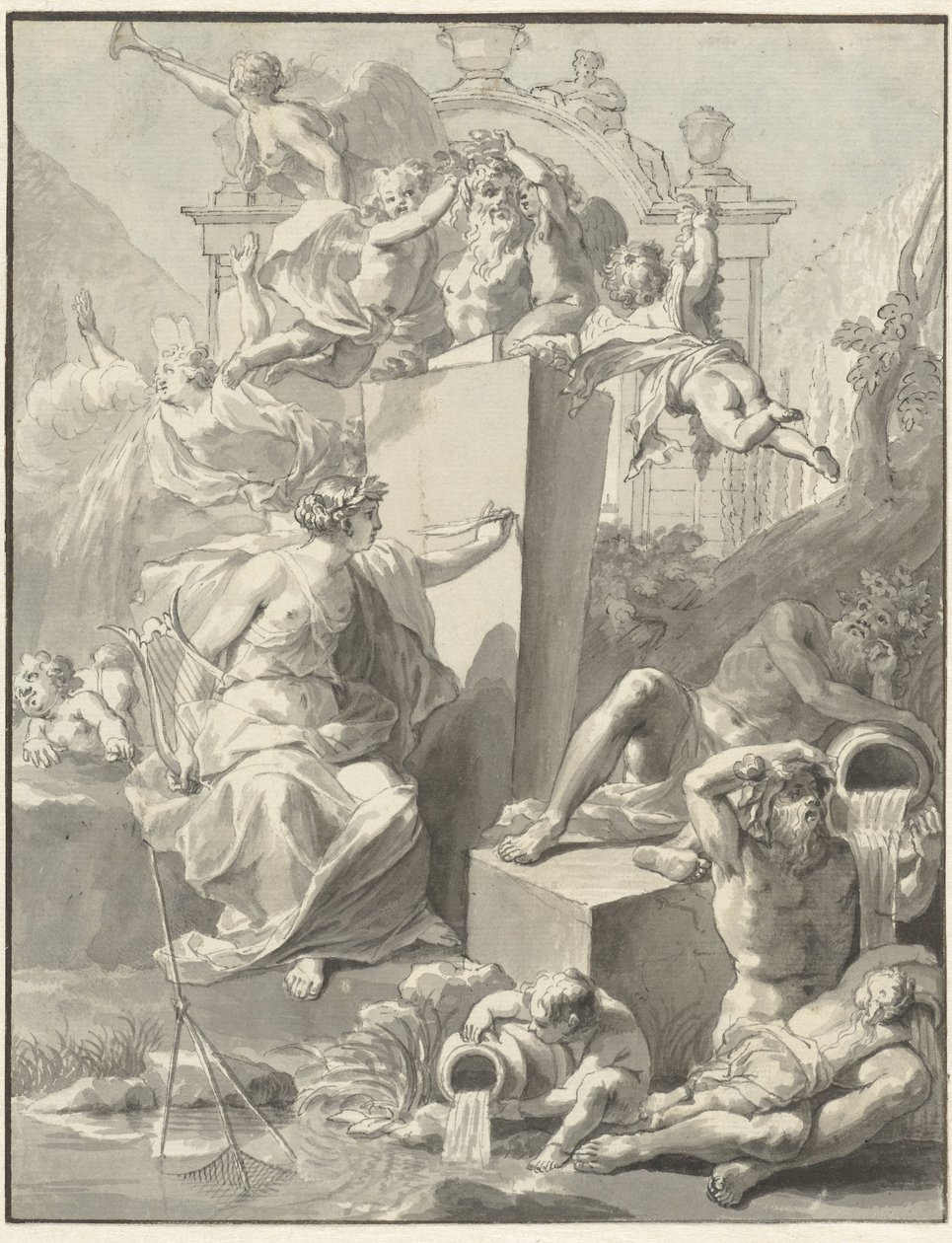 Design för titelbladet av W. van der Hoeven, Westermeer, 1721 av Jan Wandelaar