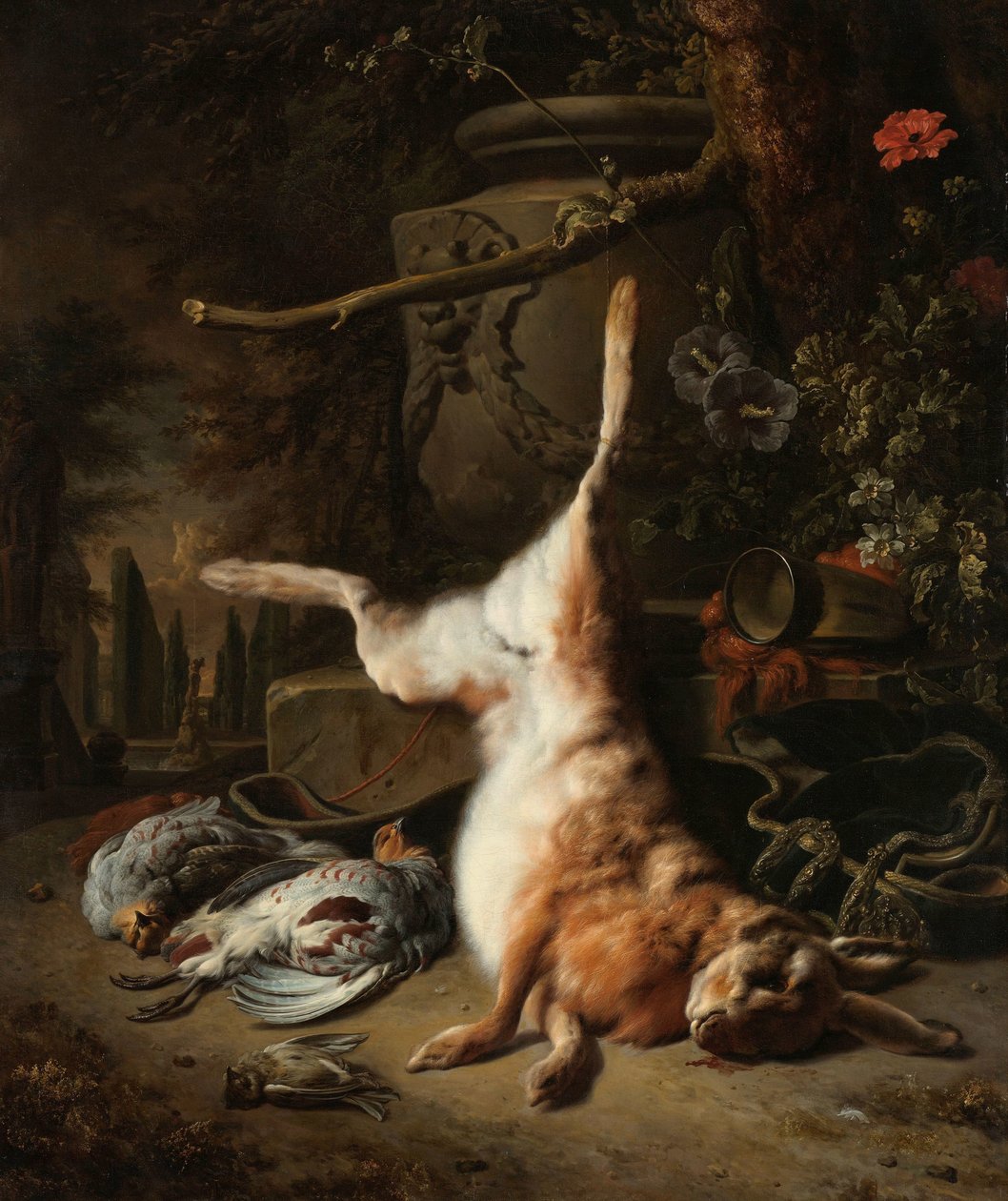 Stilleben med en hare och annat spel Stilleben med hare och andra jakttroféer av Jan Baptist Weenix