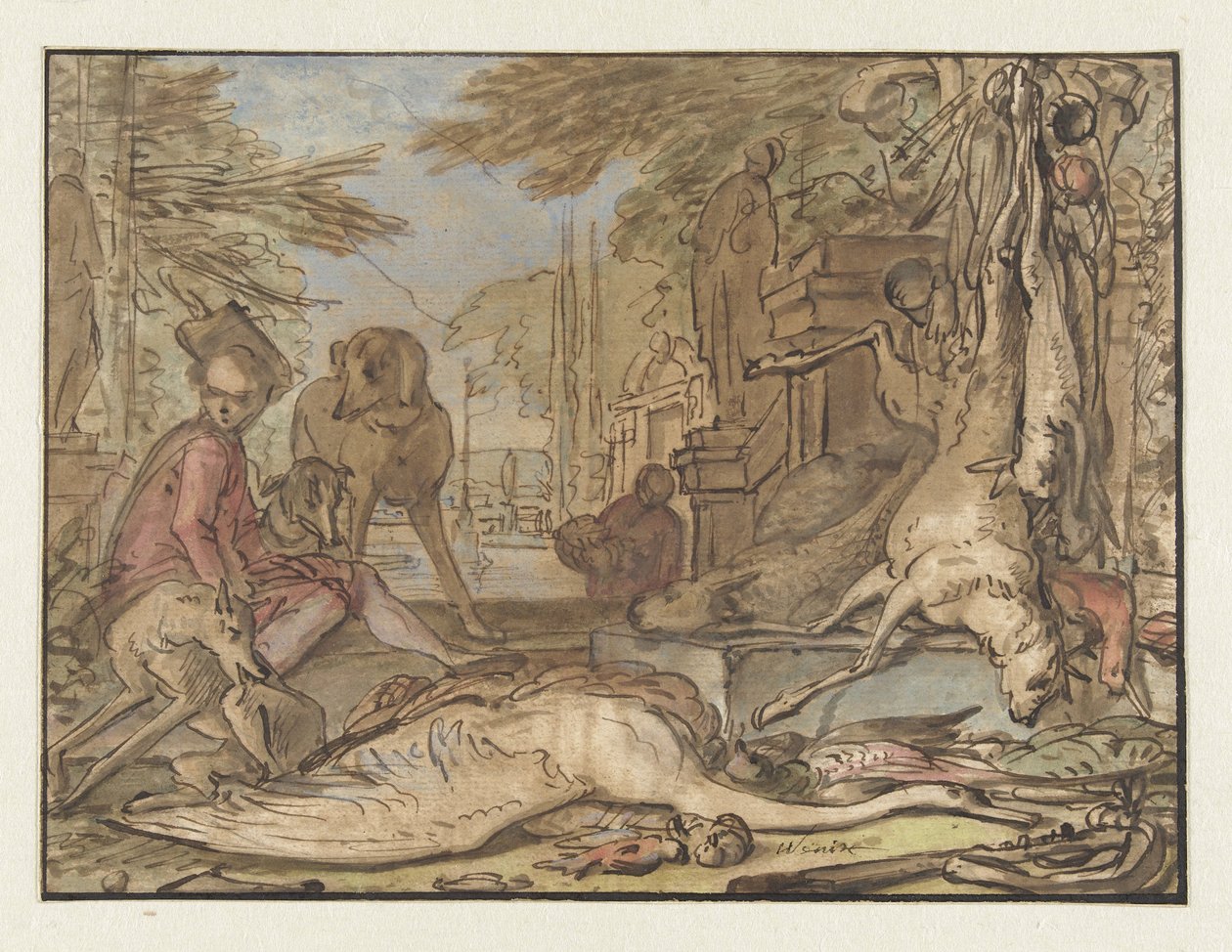 Stilleben av spel av Jan Baptist Weenix