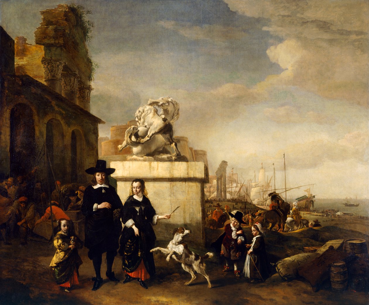Målaren och hans familj med romerska ruiner (olja på duk) av Jan Baptist Weenix