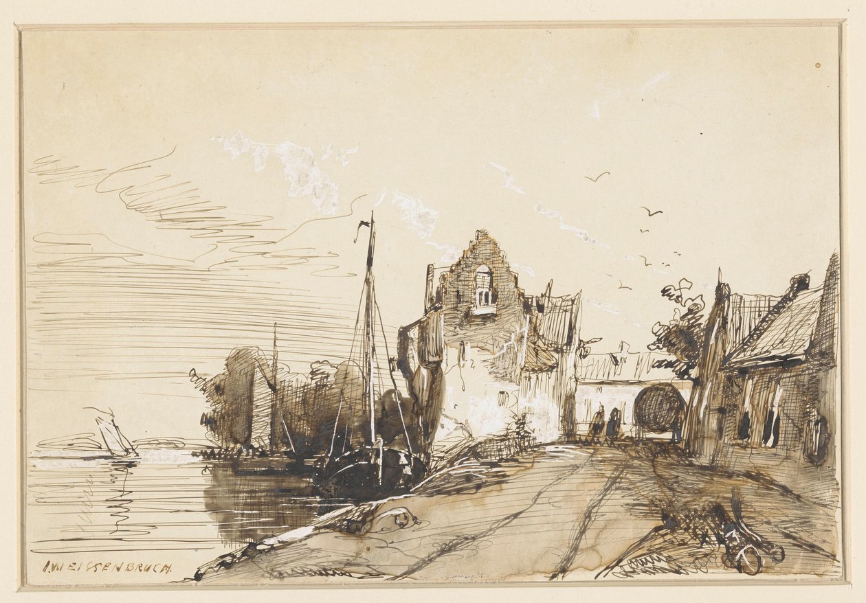 Stad vid en flod av Jan Weissenbruch