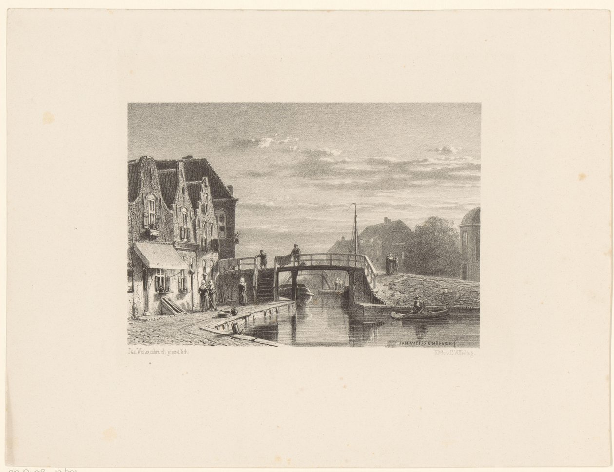 Stadsbild med kanal av Jan Weissenbruch