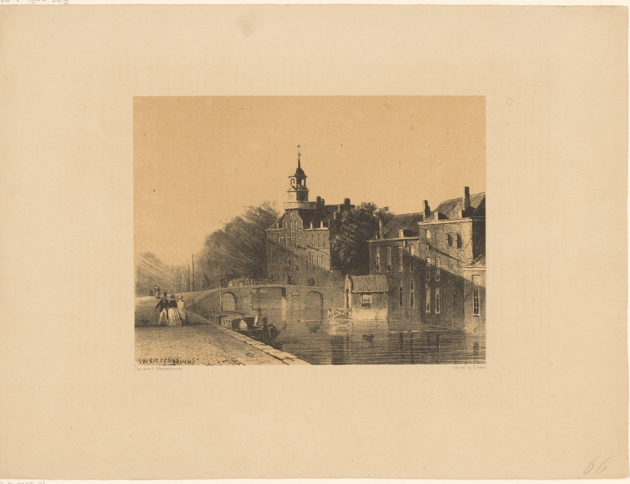 Stadsbild med kanal av Jan Weissenbruch
