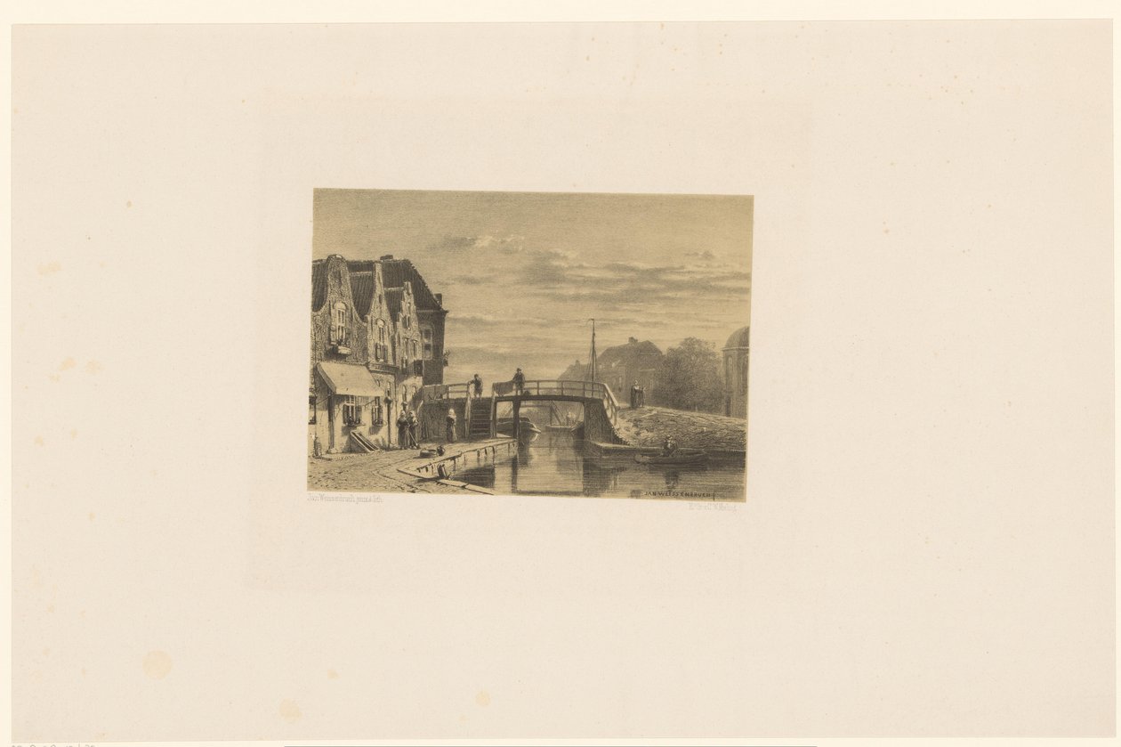Stadsbild med kanal av Jan Weissenbruch