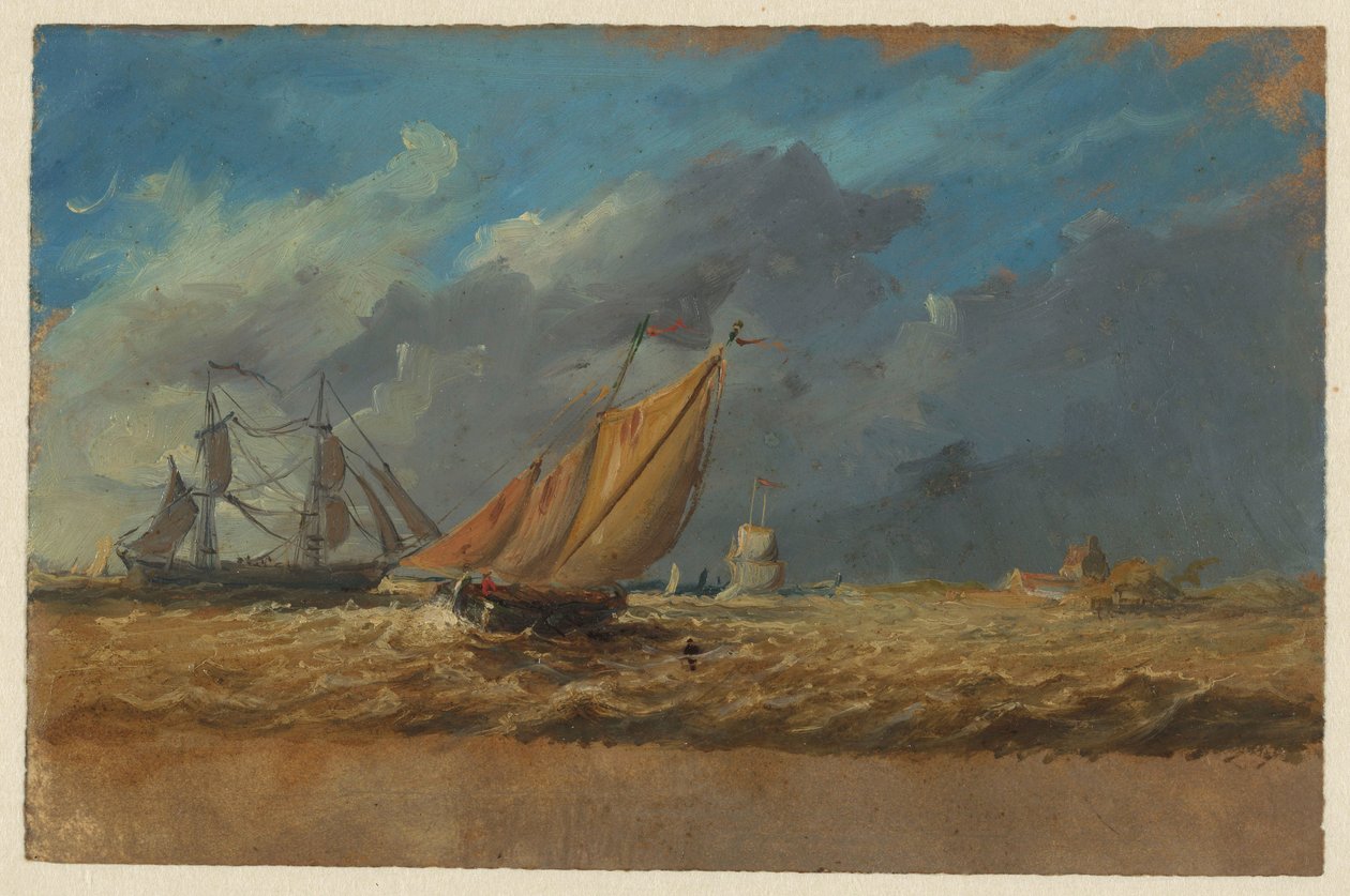 Seascape med några fartyg av Jan Weissenbruch