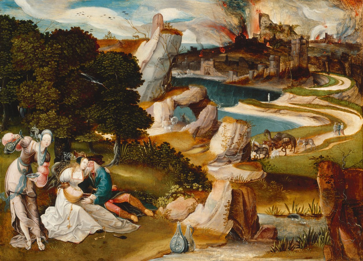 Lot and His Daughters, 1523 (olja på ekpanel) av Jan Wellens de Cock