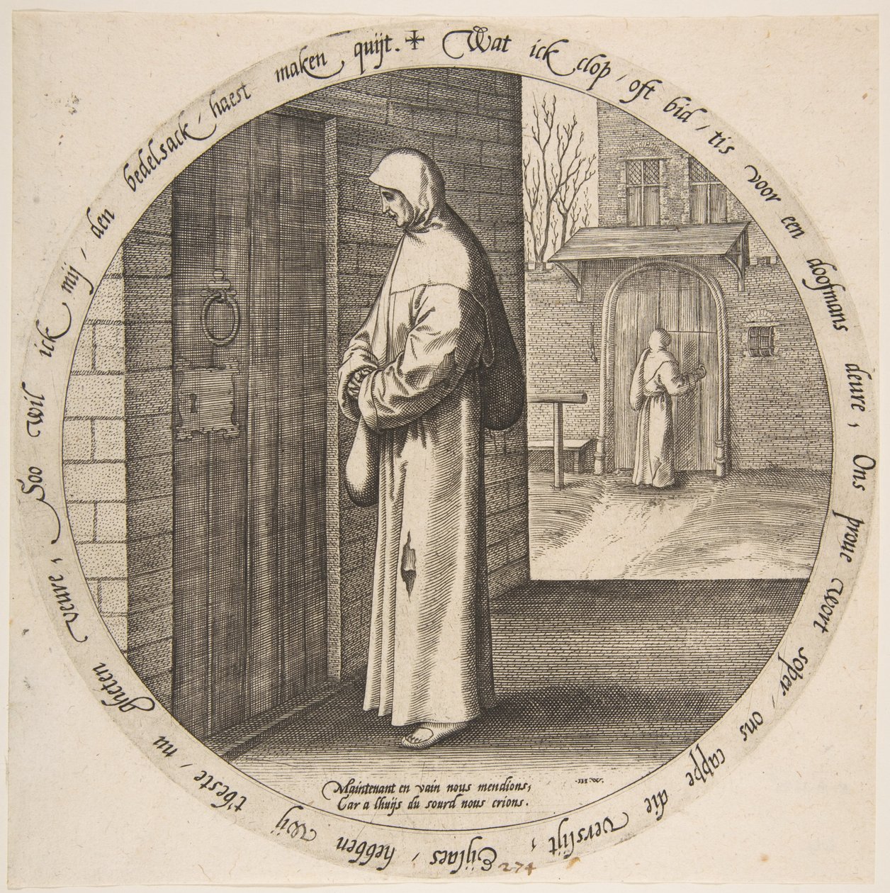 Man tigger förgäves vid de dövas dörr, från tolv flamländska ordspråk, ca. 1568. av Jan Wierix