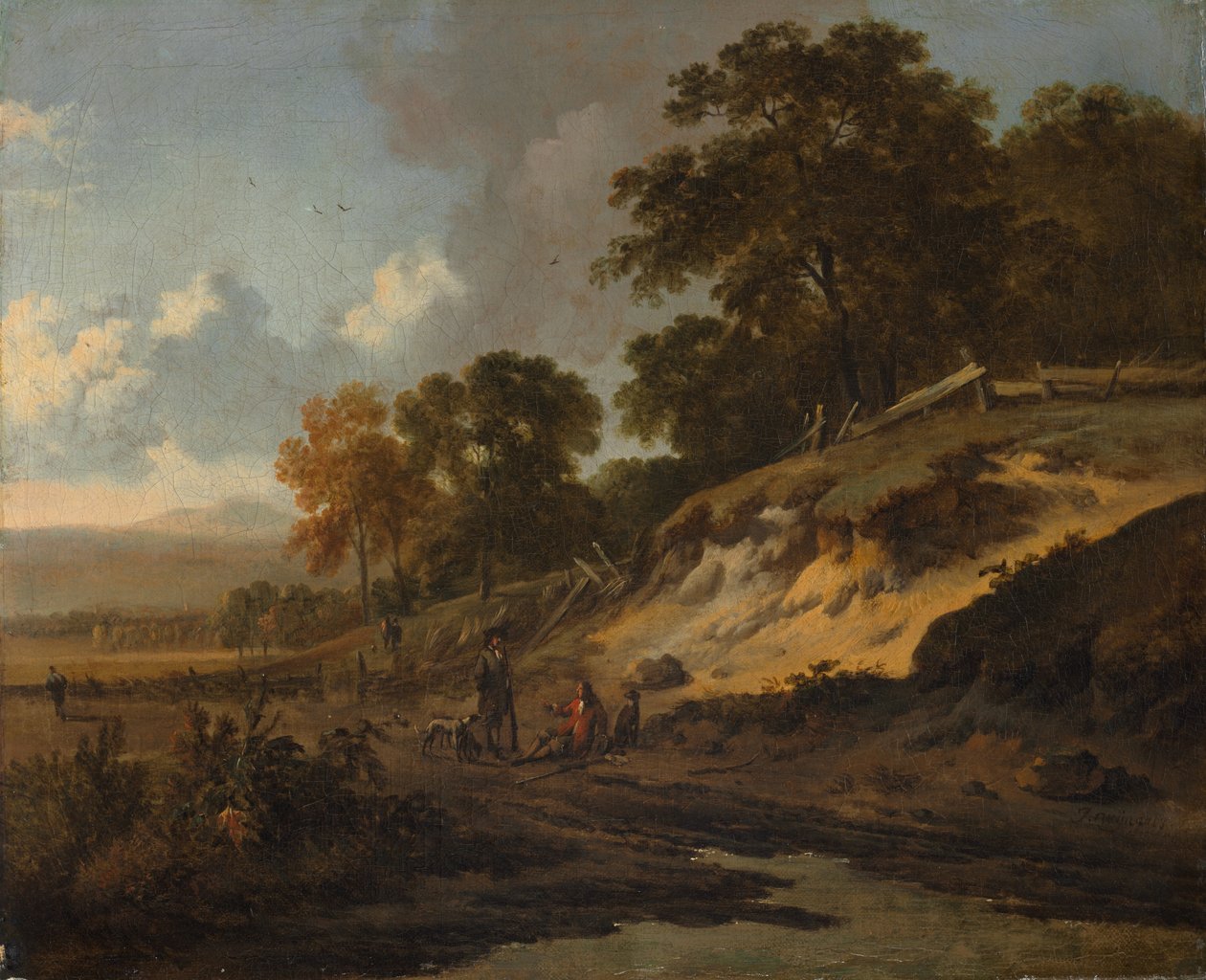 Landskap med jägare, ca 1660-80 (olja på duk) av Jan Wijnants