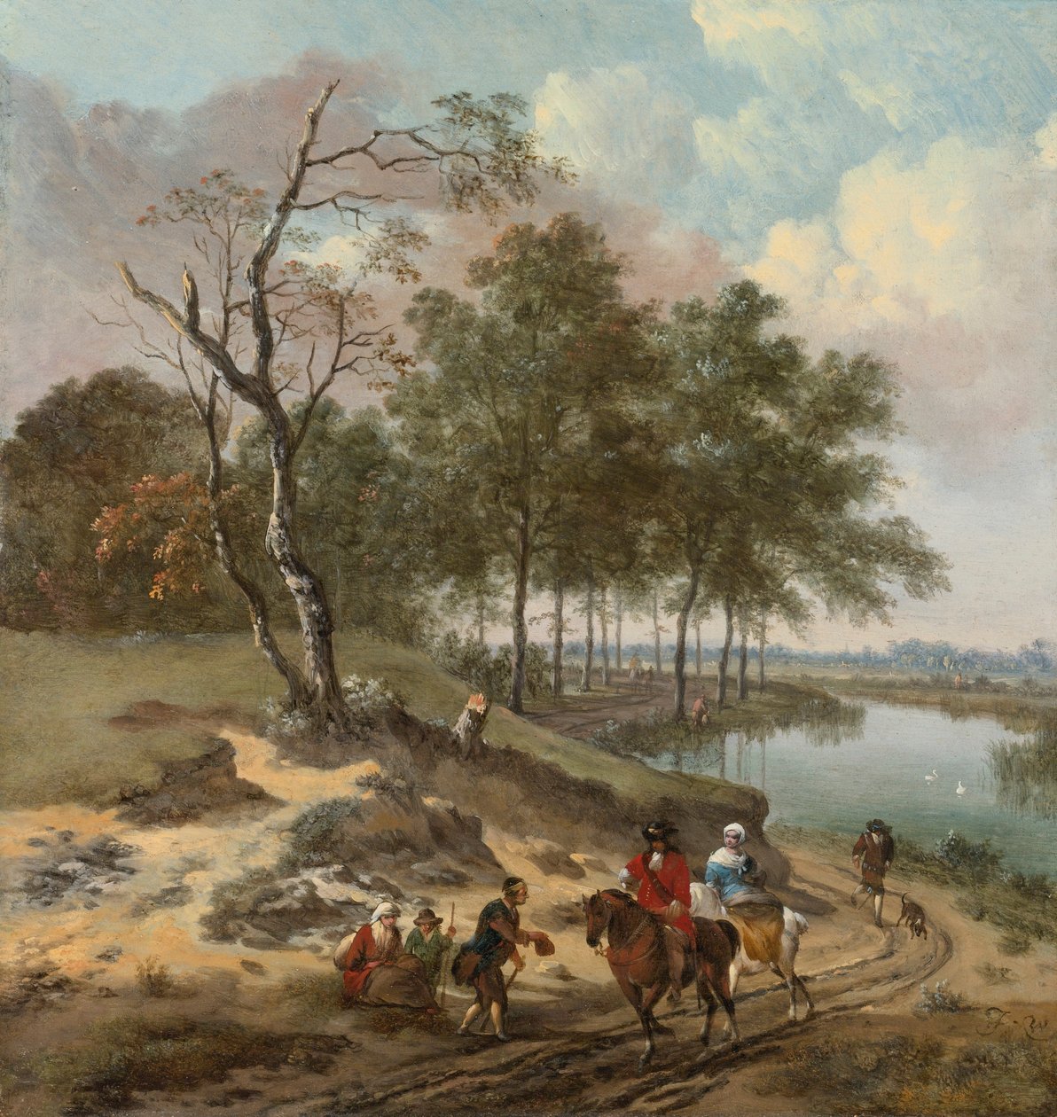 Landskap med ryttare och tiggare av Jan Wijnants