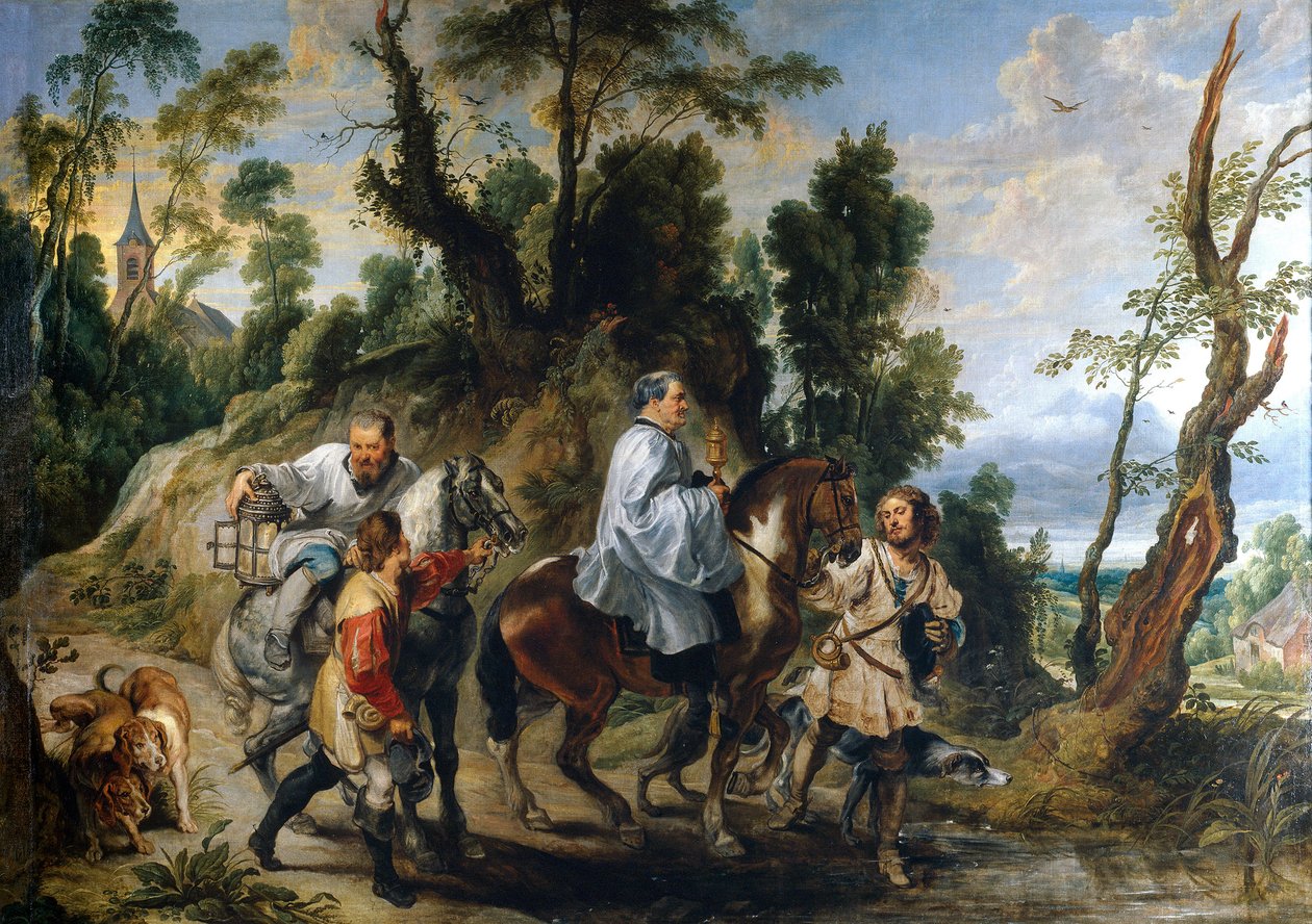 Rodolphe Ier du Saint empire (ou Rodolphe IV de Habsbourg) (1218-1291) - Rudolph av Habsburg och prästen par Jan Wildens av Jan Wildens