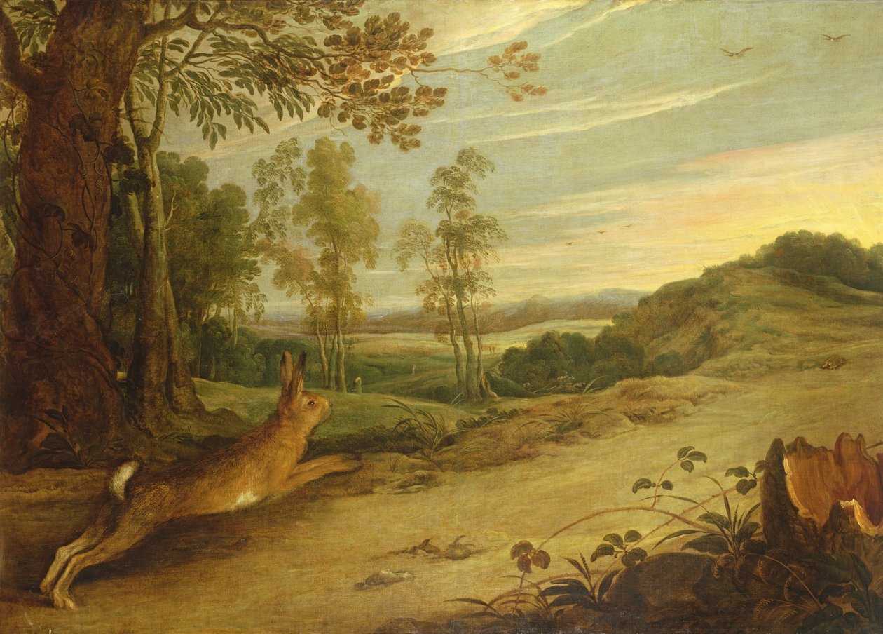 Sköldpaddan och haren, från Aesops fabler av Jan Wildens