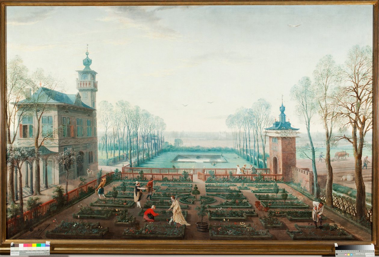 April månad, arbetar i trädgården (april, trädgårdsarbete) Målning av Jan Wildens (1586-1653) av Jan Wildens