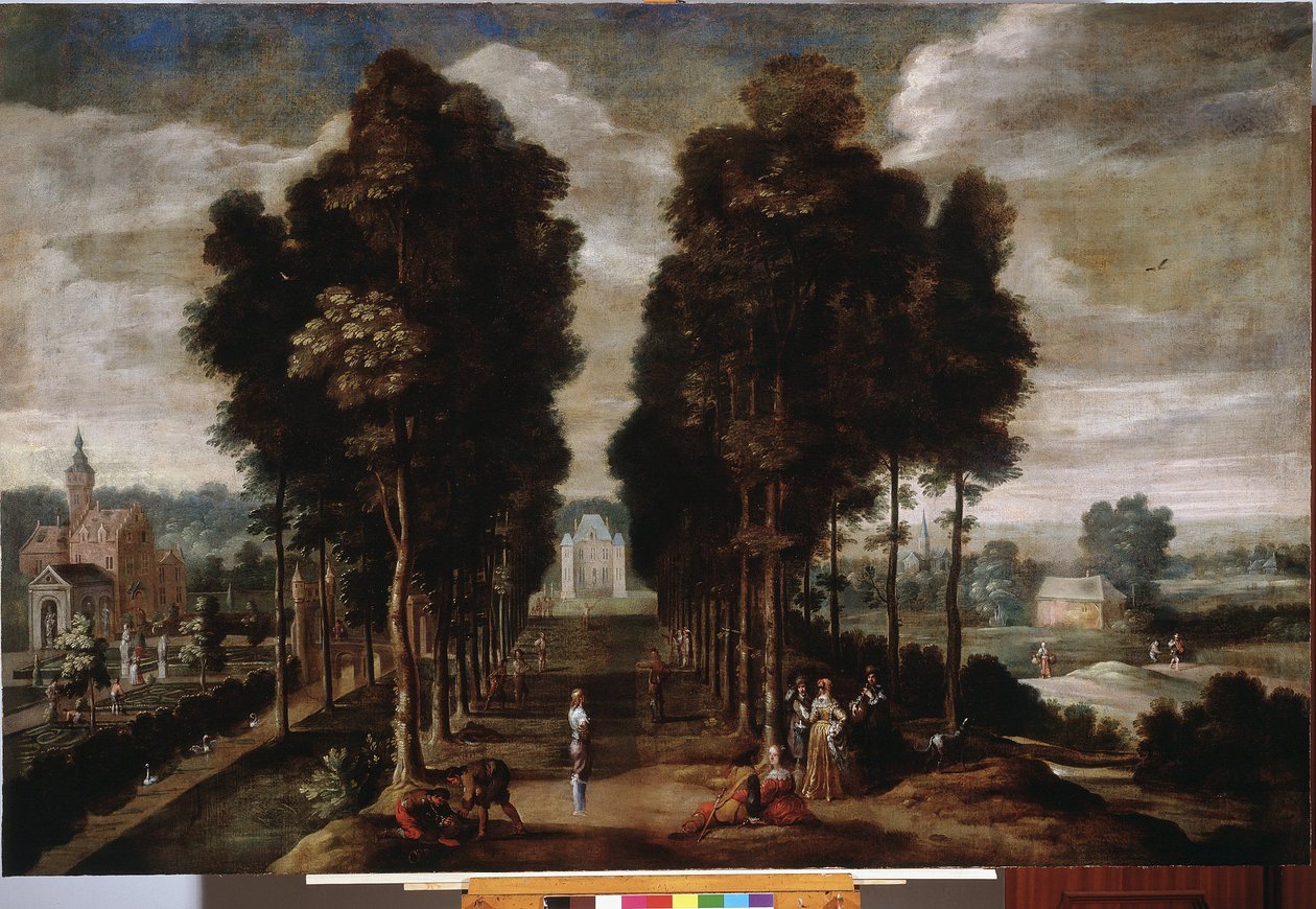 Slottsparken Målning av Jan Wildens (1586-1653) 1600-talsgener, Musei di Strada Nuova (ex Palazzo Bianco) av Jan Wildens