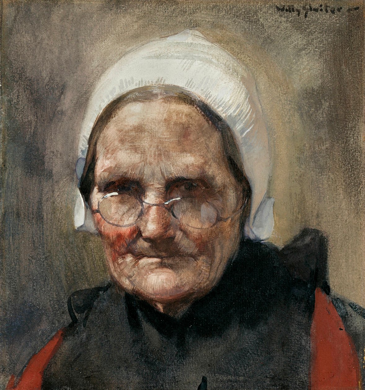 Katwijkse Visvrouw, eller Fishwife of Katwijk (akvarell, gouache och penna på papper) av Jan Willem Sluiter