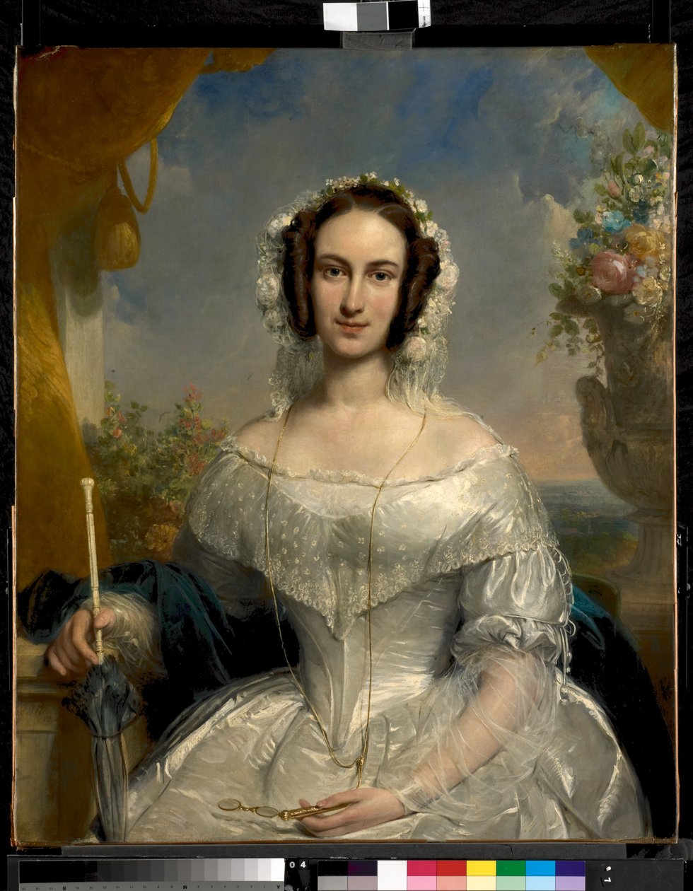 Brudporträtt av Agatha Petronella Hartsen (1814-1878), fru till Jan van der Hoop (1811-1897) av Jan Willem Pieneman