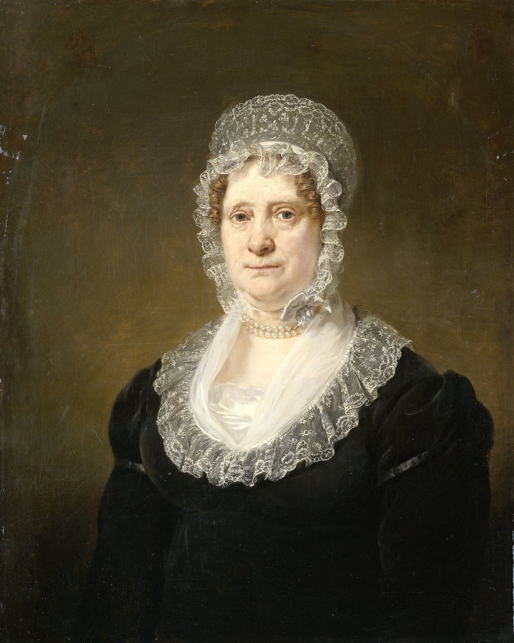 Porträtt av Sara de Haan, änka efter Amsterdam Underwriter Cornelis Hartsen av Jan Willem Pieneman