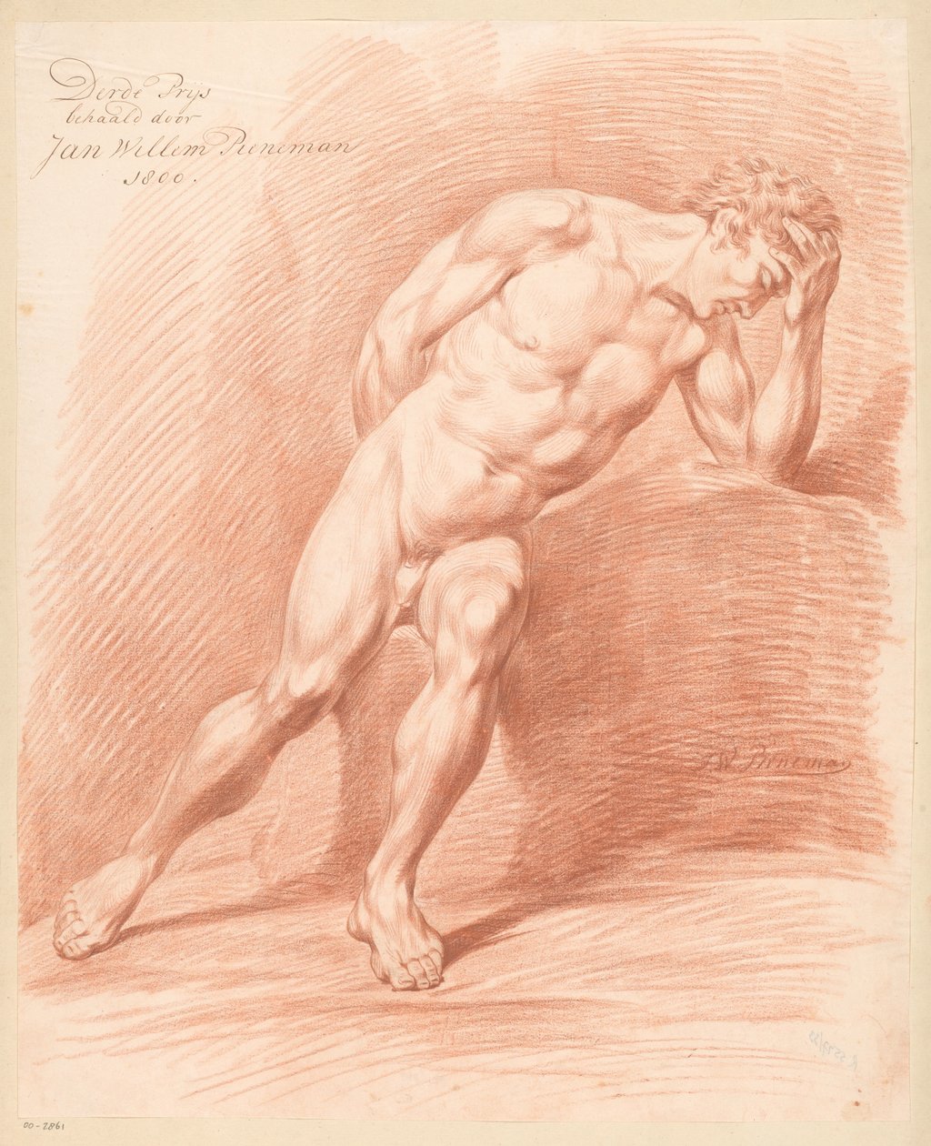 Sittande man naken, framifrån (3:e pris 1800) av Jan Willem Pieneman