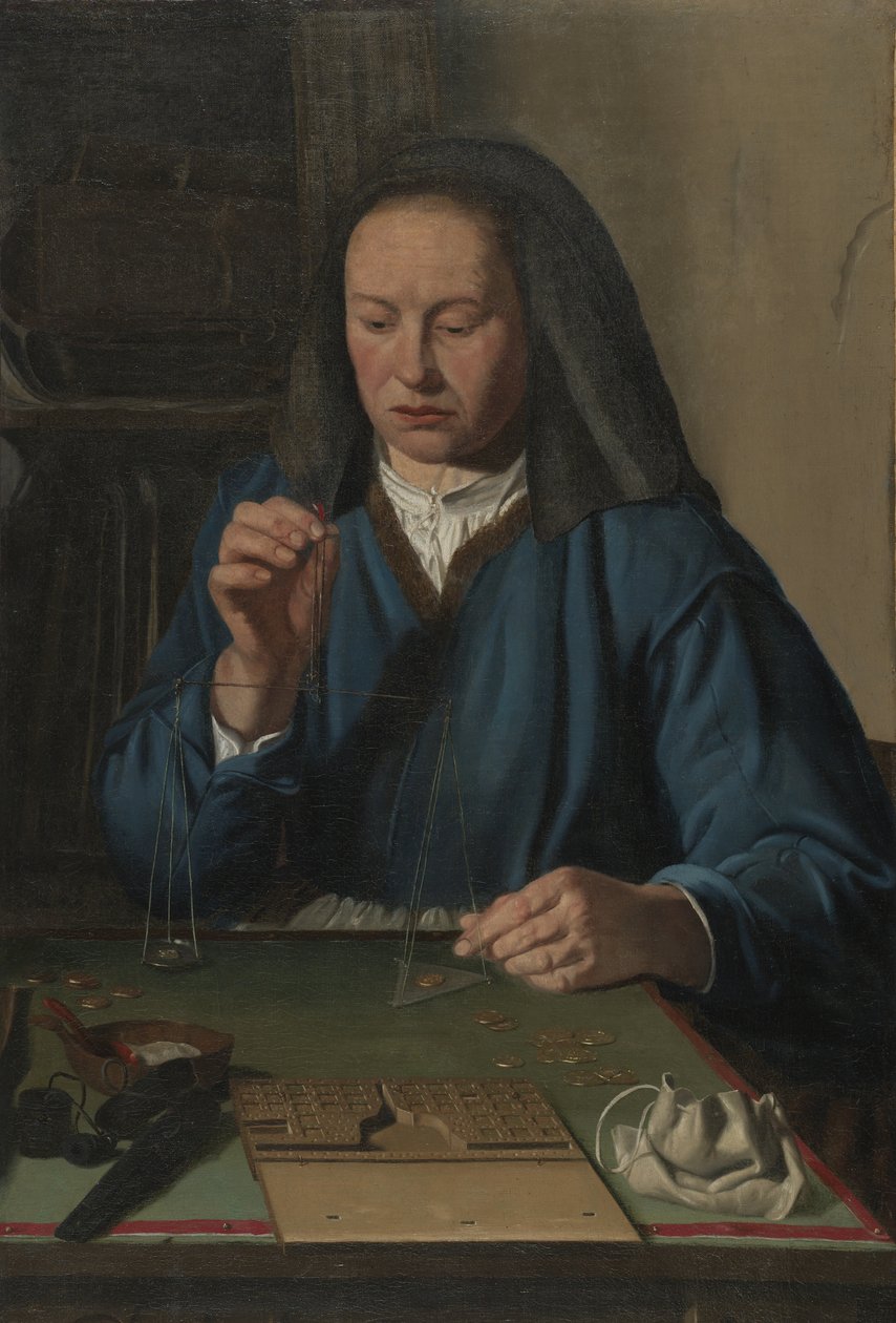 Kvinna som väger guld, c.1630 av Jan Woutersz.