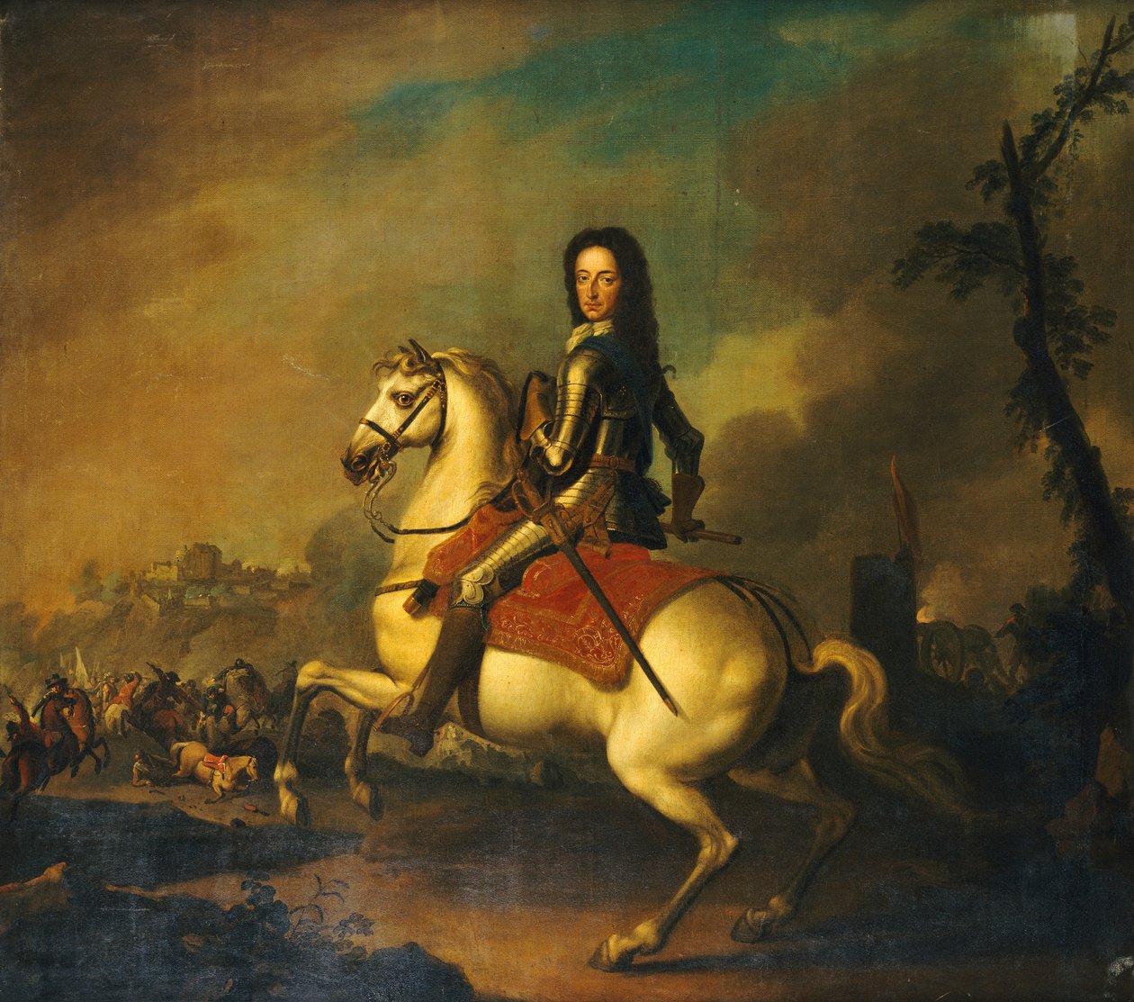 Porträtt av kung William III i slaget vid Boyne 1690 av Jan Wyck