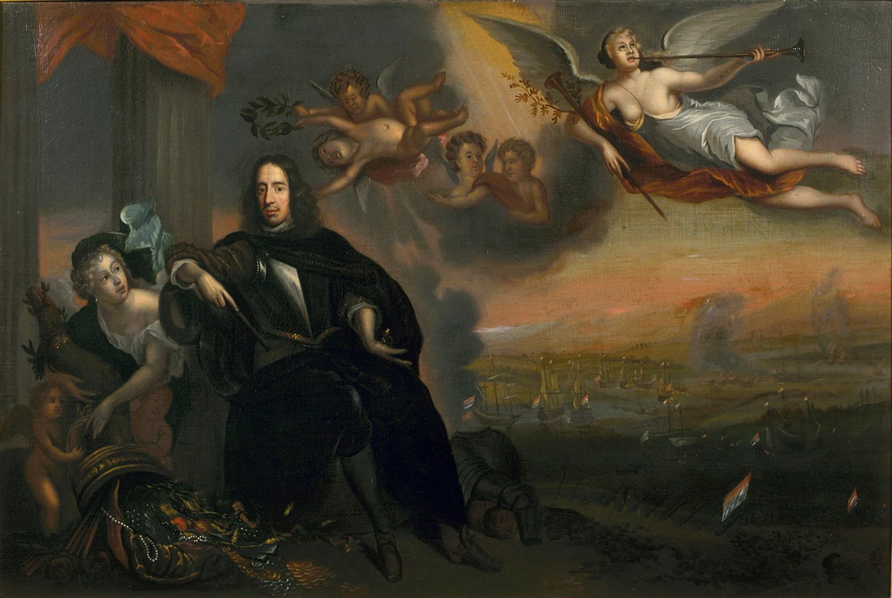 Allegori av Cornelis de Witt (1623-1672) som initiativtagare till segern i Chatham 1667 av Jan de Baen