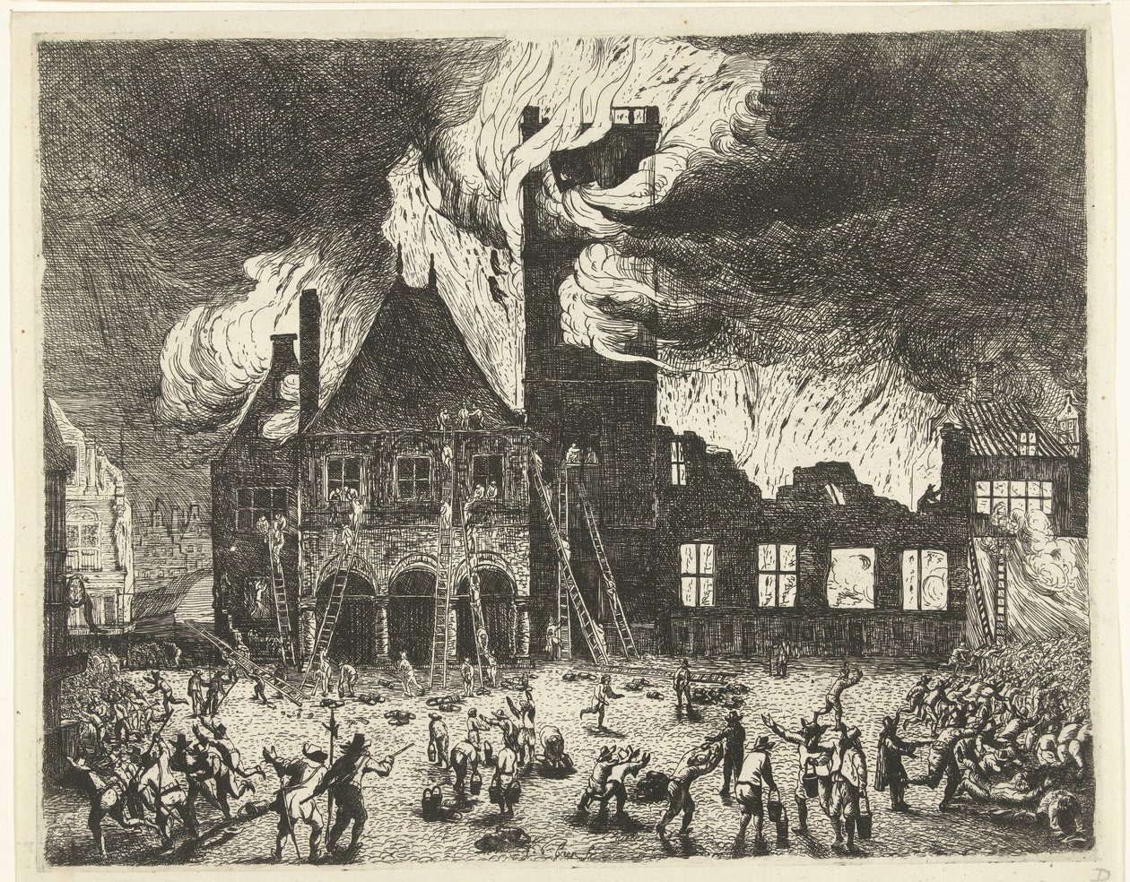 Branden i det gamla rådhuset i Amsterdam, 1652 Bilder från gamla Stadthuys till Amsterdam brändes den 7 juli 1652 av Jan de Baen