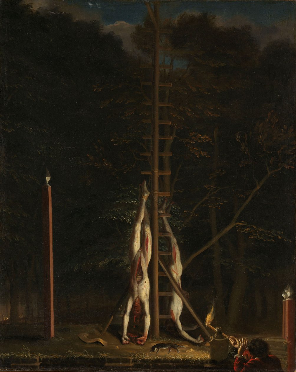 The Corpses of the De Witt Brothers, c.1672-75 (olja på duk) av Jan de Baen