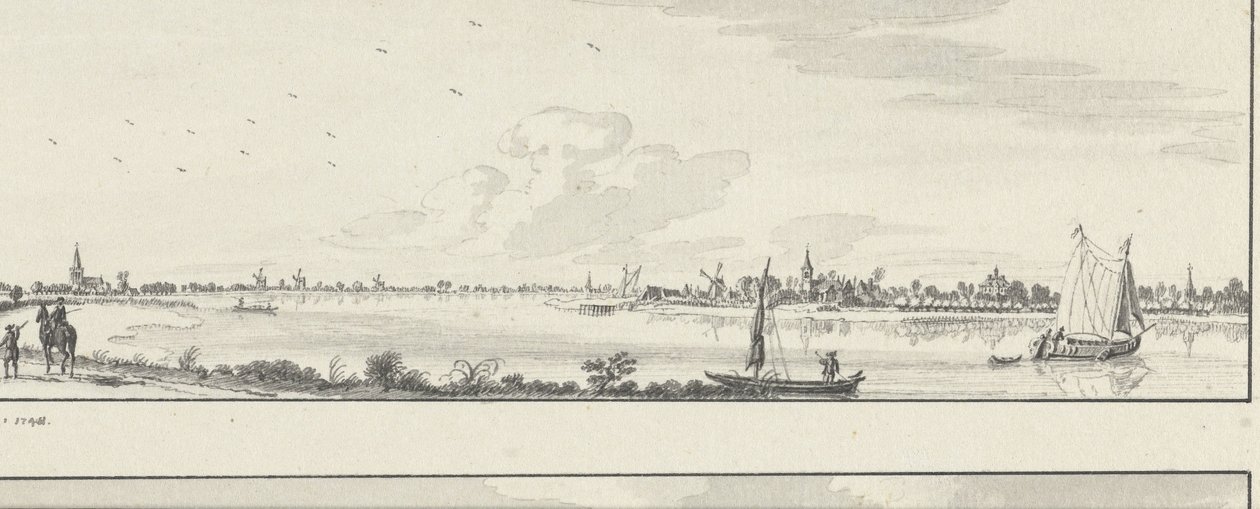 Utsikt över Lek på byarna Lopik, Jaarsveld, Tienhoven, Ameide och Herlaer House av Jan de Beijer