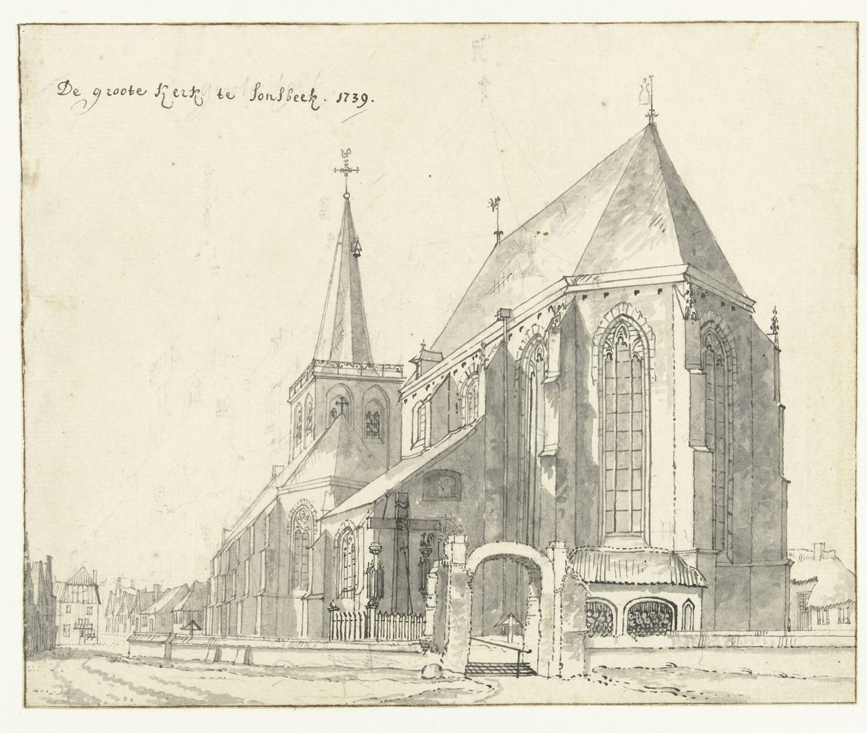Stora kyrkan i Sonsbeck Den stora kyrkan i Sonsbeek (titel på objekt) av Jan de Beijer