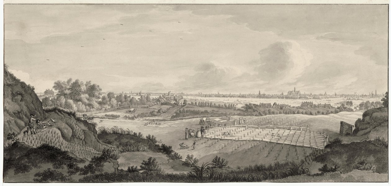 Utsikt över Bloemendaal Bleaching Fields med Haarlem i fjärran av Jan de Beijer
