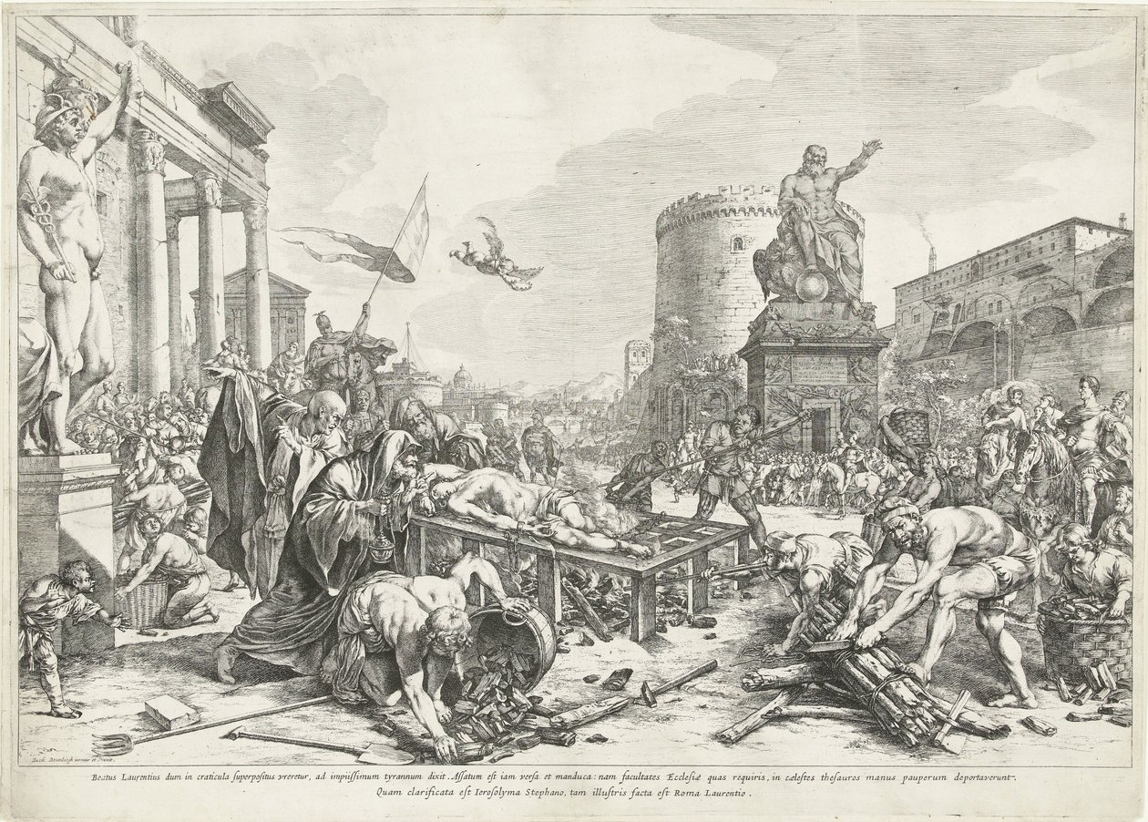 Martelaarschap van heilige Lawrence Blessed Lawrence medan (...) är Rome Lawrence (titel på objekt) av Jan de Bisschop