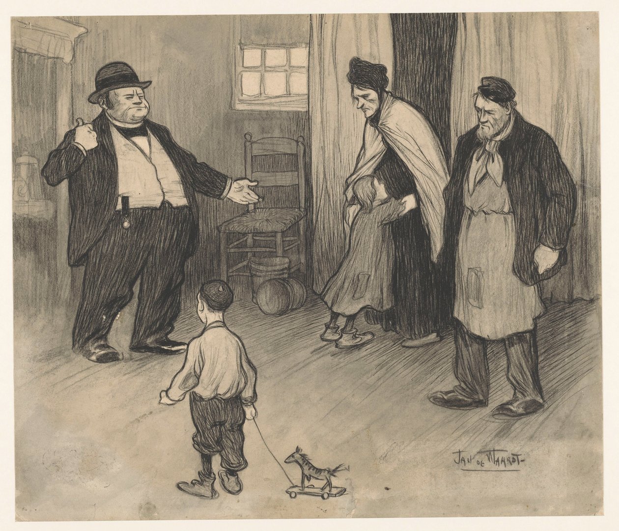 Hyresvärden vräker familjen av Jan de Waardt (signed by artist)