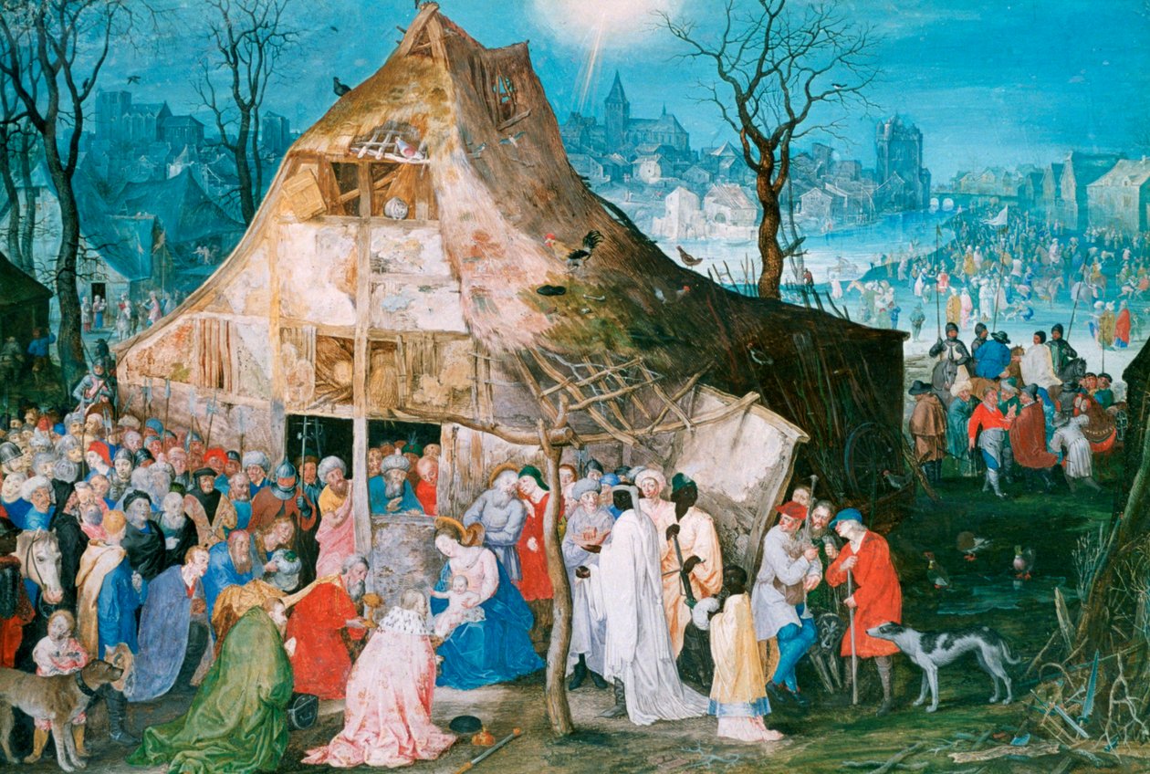Tillbedjan av kungarna, 1598 av Jan the Elder Brueghel