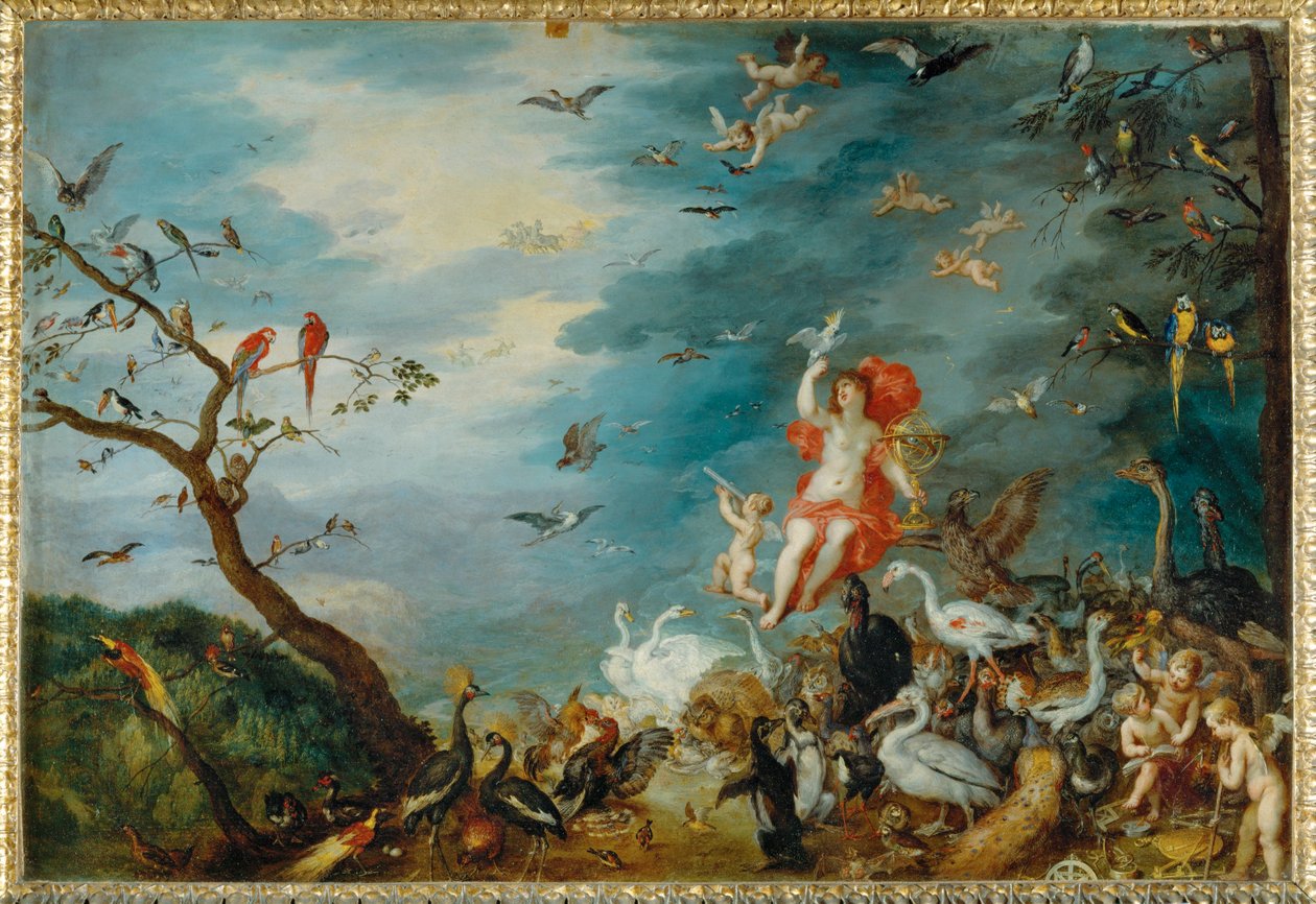 Air - en av fyra målningar som visar de fyra elementen, beställd 1607 av kardinal Federico Borromeo i Milano ... av Jan the Elder Brueghel