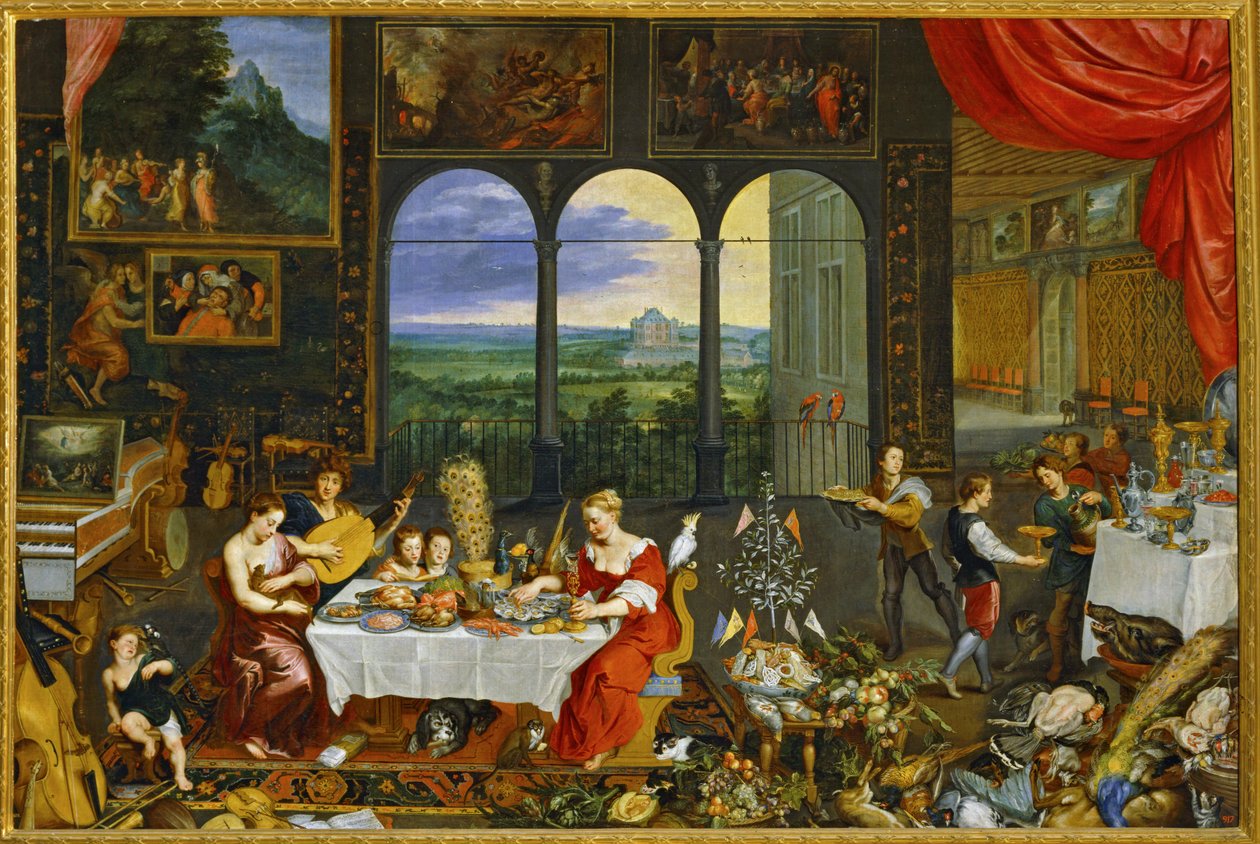 Allegorier om smak, hörsel och känsel ... (målning på duk) av Jan the Elder Brueghel