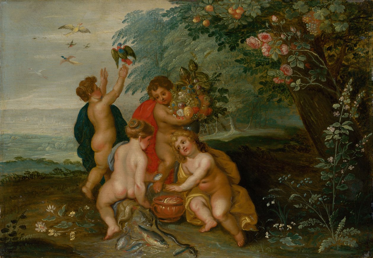 Allegori över de fyra elementen: vatten, luft, jord och eld, ca. 1610. av Jan the Elder Brueghel
