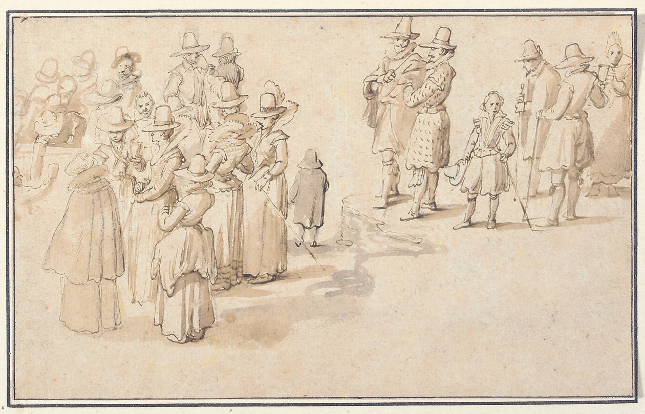 Ett elegant företag som dricker källvatten av Jan the Elder Brueghel