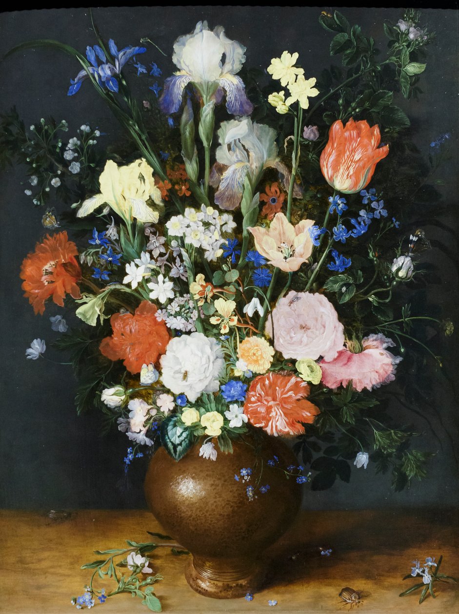 Blombukett i lervas, ca 1609 (olja på trä) av Jan the Elder Brueghel