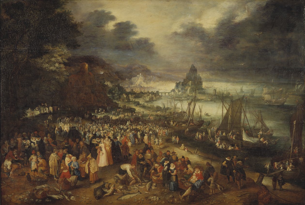 Kristus predikar från båten, 1606 av Jan the Elder Brueghel