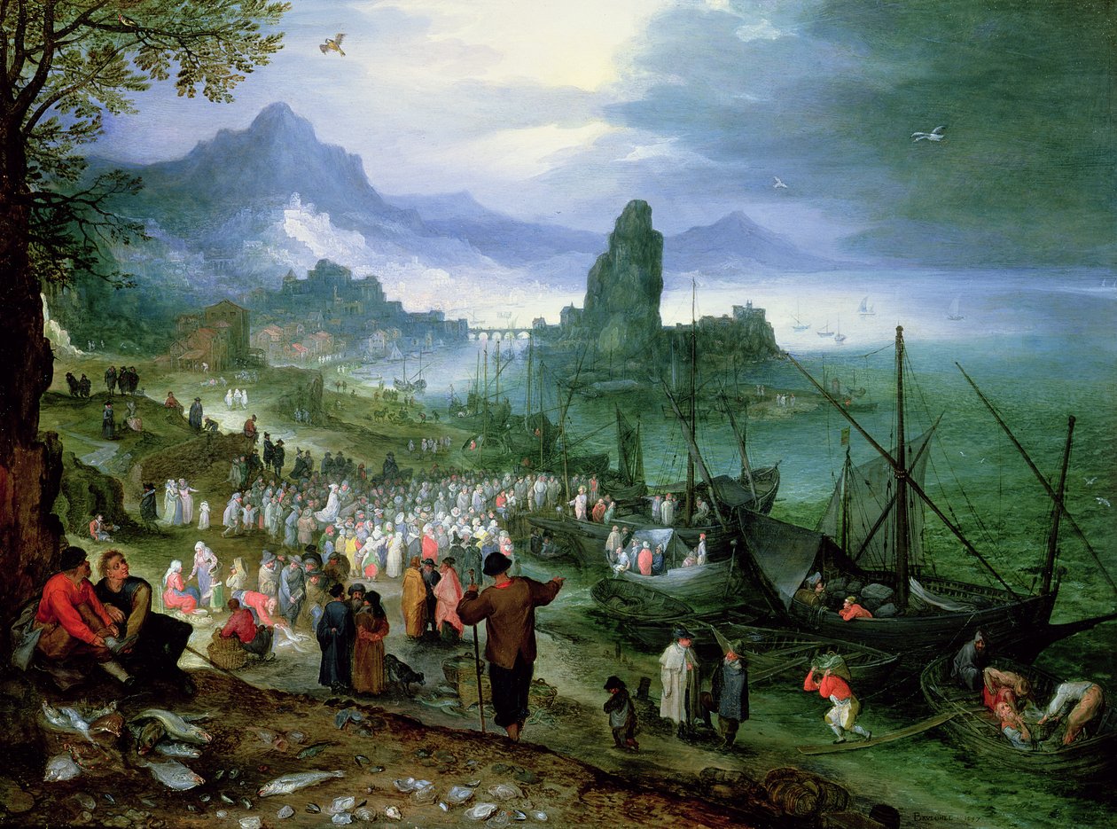 Kristus predikar på Galileiska sjön av Jan the Elder Brueghel