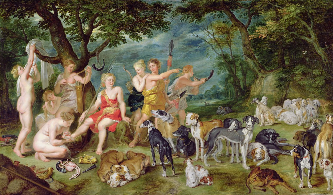 Diana och hennes nymfer förbereder sig för att gå på jakt av Jan the Elder Brueghel