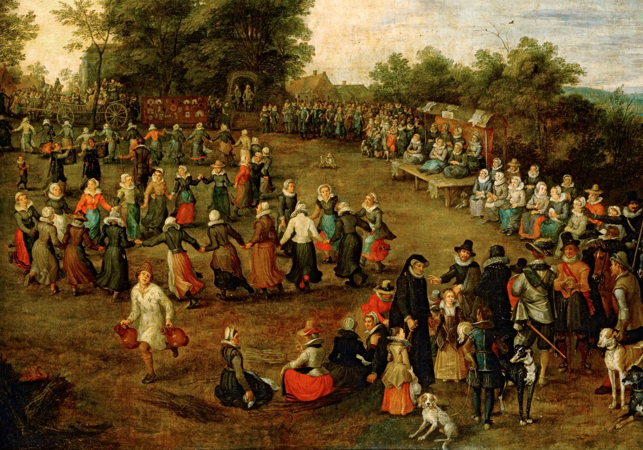 Folkdans inför ärkehertigarna ... (målning på duk) av Jan the Elder Brueghel