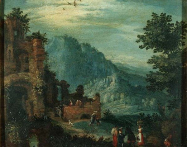 Landskap med klassiska ruiner av Jan the Elder Brueghel