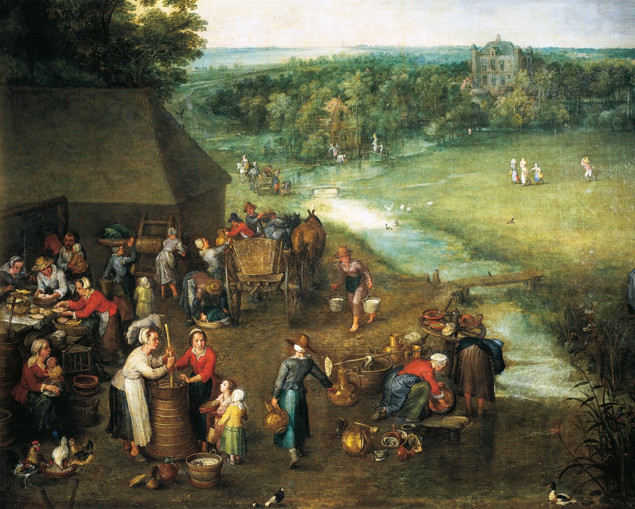Liv på landsbygden, Detalj (målning) av Jan the Elder Brueghel