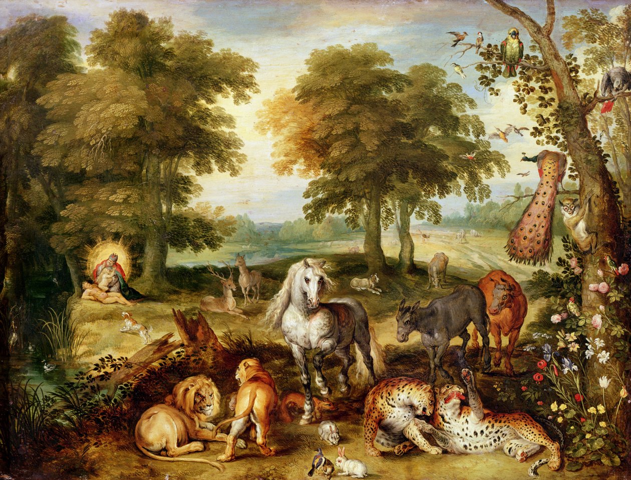 Paradiset på jorden (olja på koppar) av Jan the Elder Brueghel