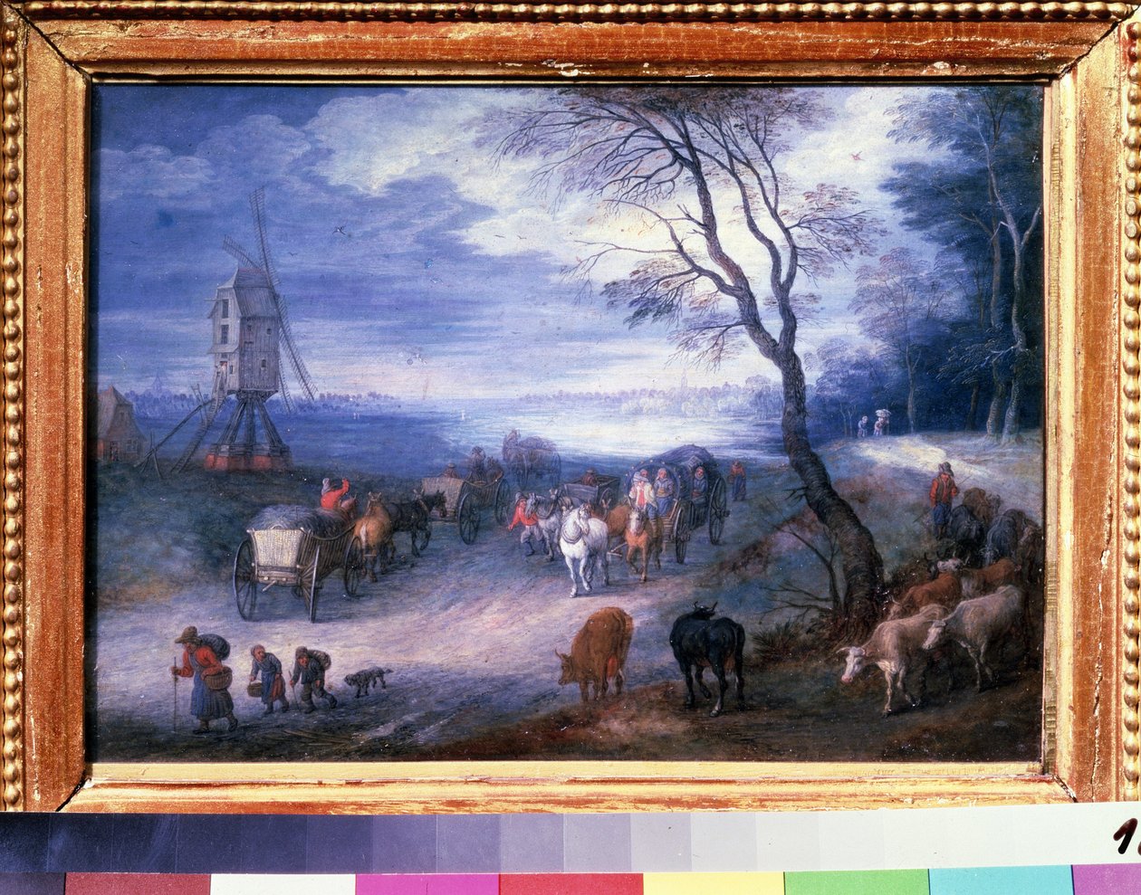 ""Paysage au moulin"" (Landskap med en väderkvarn) Målning av Jan Brueghel I (Jean Breughel, Bruegel eller Breugel) känd som De Velours (l