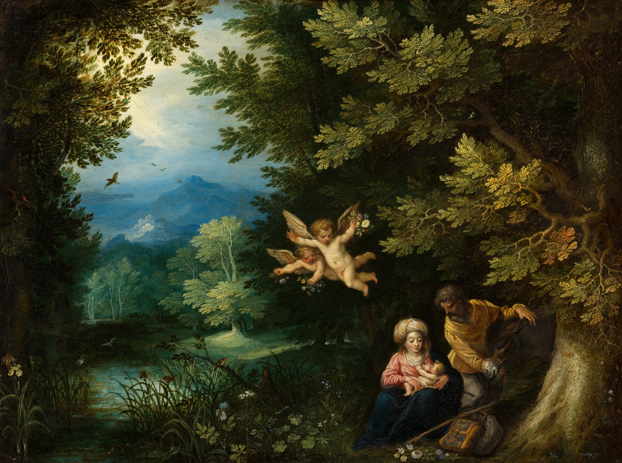 Vila på flykten till Egypten, ca 1595 av Jan the Elder Brueghel